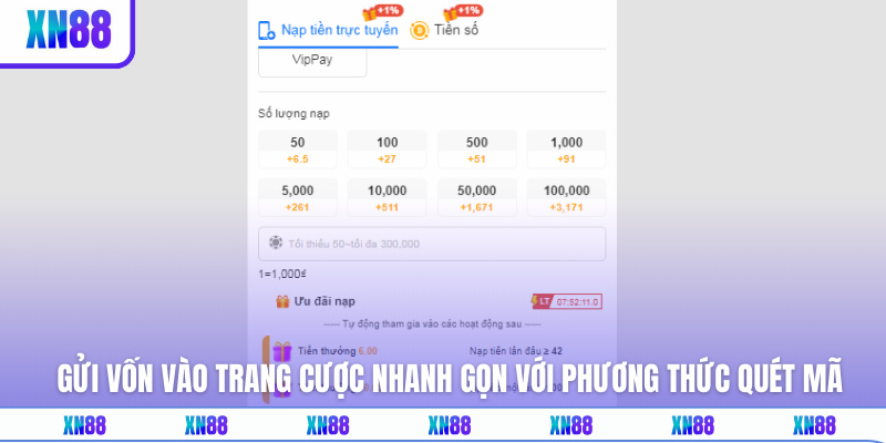Gửi vốn vào trang cược nhanh gọn với phương thức quét mã